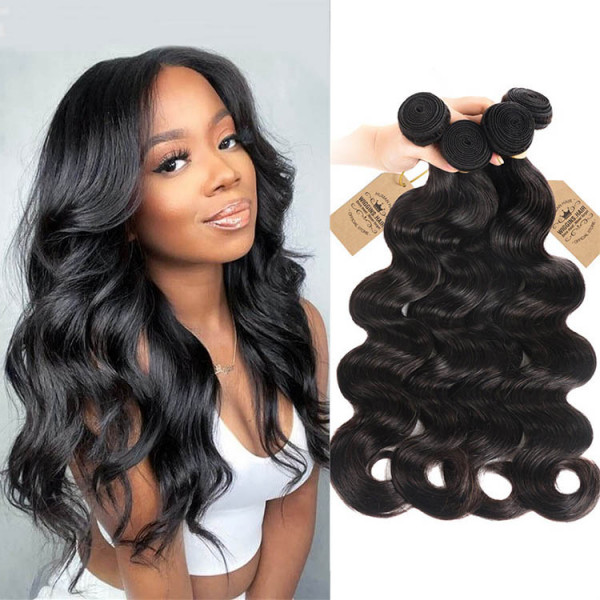 3 Bundles Brazilian Human Hair Body Wave With Lace Closure Wiggins Hair