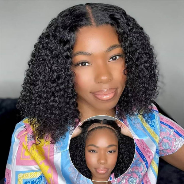 Curly Short Lace Front Human Hair Wigs 180 Density Bob Wigs