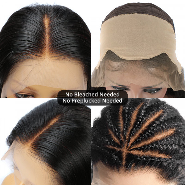 Fake Scalp Wigs Straight Lace Front Human Hair Wigs Pre Plucked Wiggins Hair