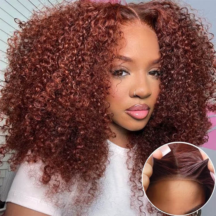 Ready And Go Wig Reddish Brown Curly 5x5 Closure Wig 13x4 Frontal Wigs 250 Density 14 22Inch
