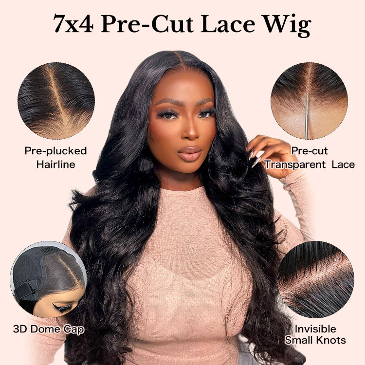 Body Wave Updated Ready To Go 7x4 Glueless Closure Wigs