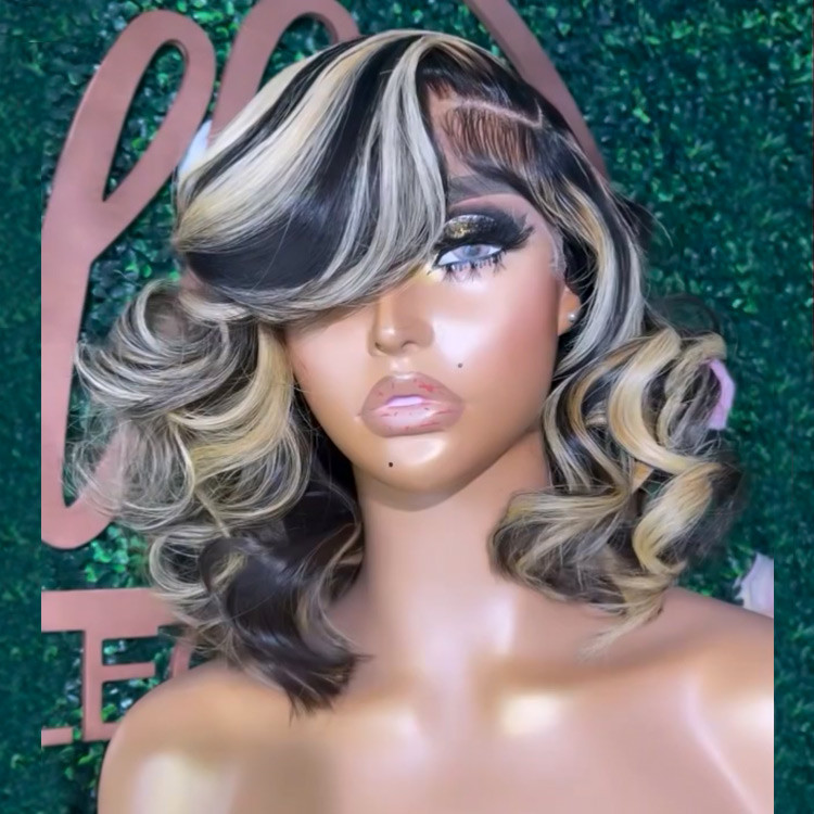 Black and blonde bob wig discount