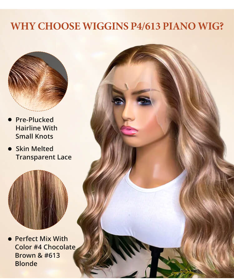 Freepart blonde balayage h.d sold wig with brown fudge piano highlights